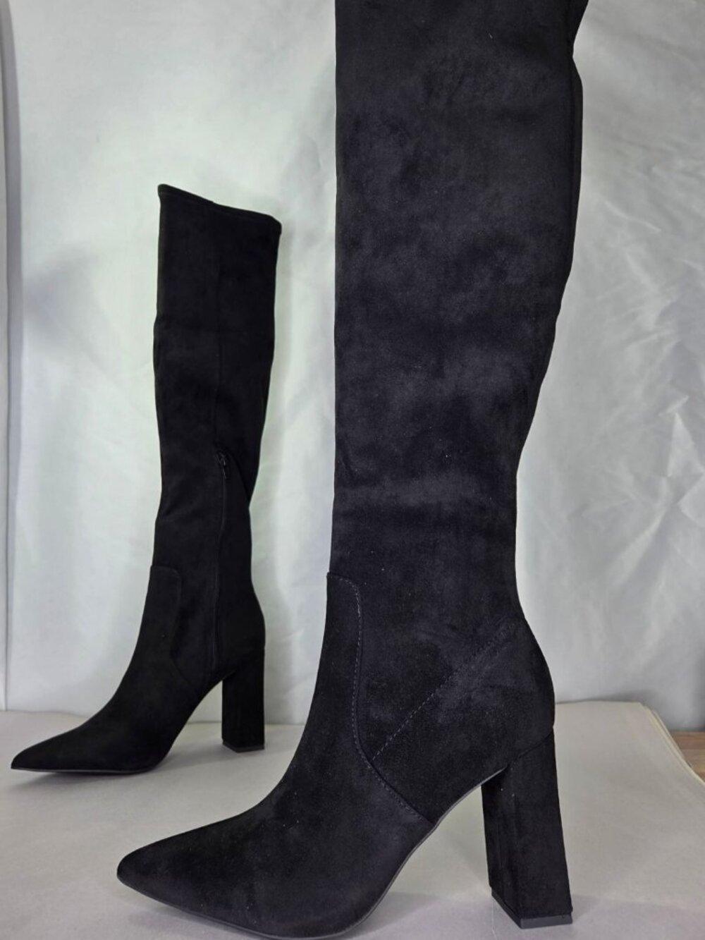 Wild Pair Inehz Pointy Toe Over-the-Knee Boots - Black, Size: 8.5 M